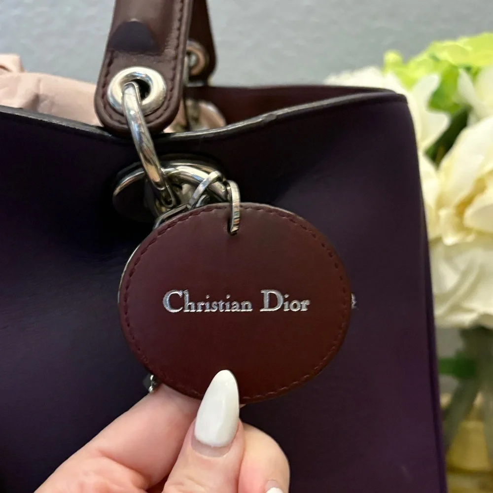 Beautiful Dior Tri-color Handbag with Crossbody Strap (medium) EUC with COA
